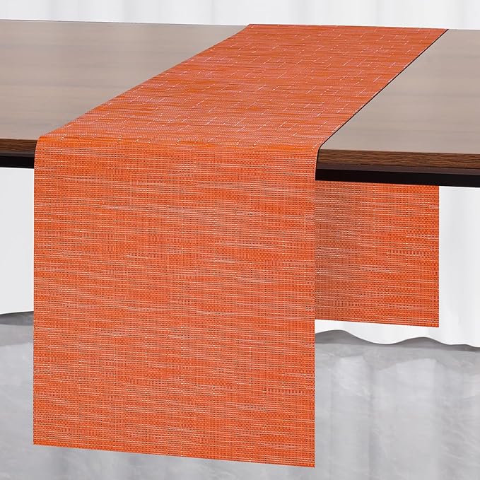 Myir JUN Table Runner, Vinyl Table Runner Indoor 55 Inch Long Arbitrarily Cropped Runner for Table Heatproof for Home Party (Orange, 15 x 55 inch)