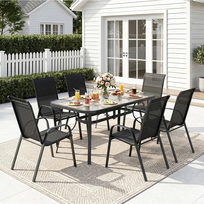 MAMIZO Patio Dining Chairs, Stackable Textilene Chair Set of 4, - Image 8