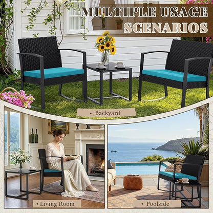 Homall Patio Furniture Set 3 Piece Resin Outdoor Bistro Set Rocking Patio Chairs - Image 8