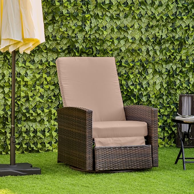 Outsunny Outdoor Wicker Swivel Recliner Chair, - Image 2