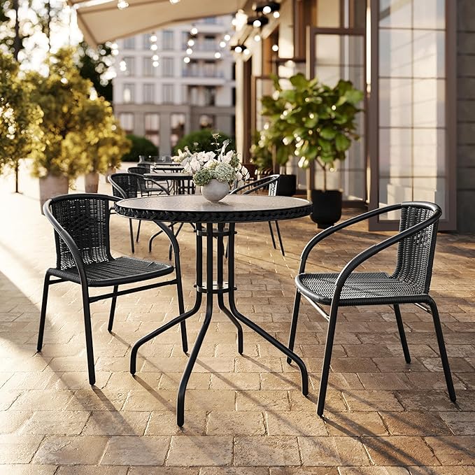 Flash Furniture Modern Rattan Indoor/Outdoor Restaurant Dining Chairs, - Image 7