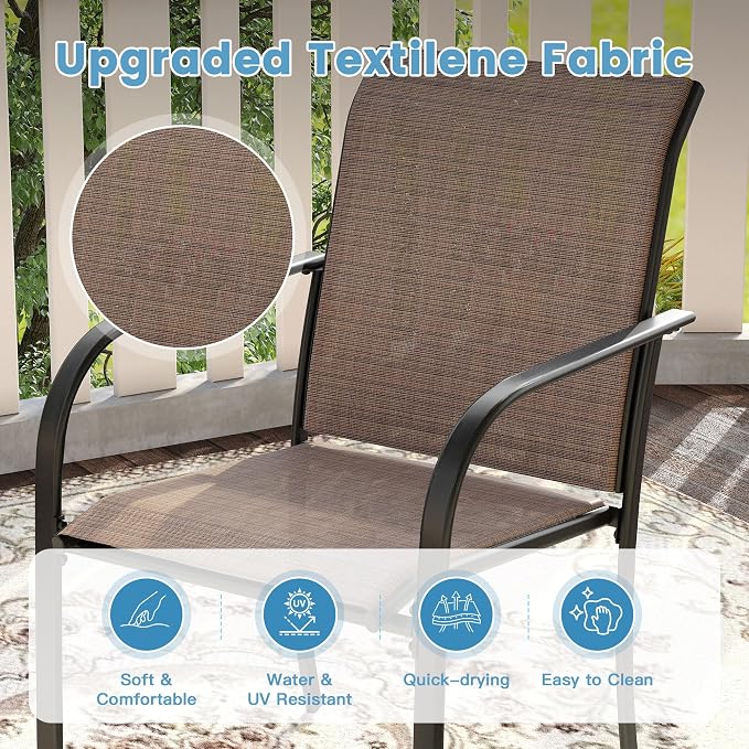 DIFY Patio Chairs Set of 6, Stackable Textilene Outdoor Dining Chairs - Image 5