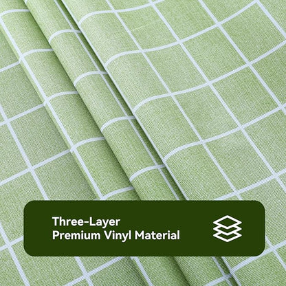 Romanstile Rectangle Vinyl Tablecloth, 100% Waterproof Oil-Proof Checkered Plastic Table Cloth, Heavy Duty Wipeable Table Covers for Dining, Camping, Picnic, Outdoor - 54 x 120 Inch, Green