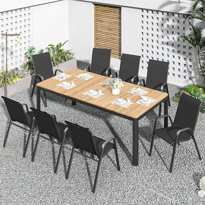 Patio Dining Chairs Set of 8 Outdoor Stackable Dining Chairs - Image 2