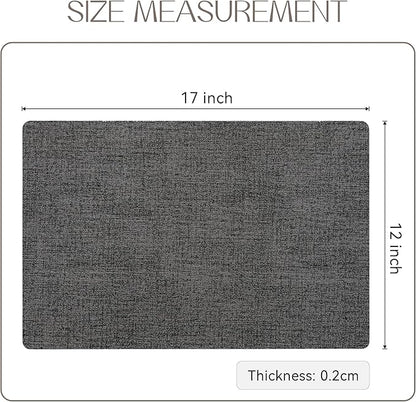 Romanstile Vinyl Placemats Set of 8-12 X 17 Inch - Heat Resistant Place Mats 100% Waterproof Oilproof Wipeable Reversible Faux Leather Table Mats for Kitchen, Dining, Party, Outdoor, Dark Grey
