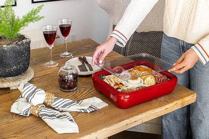 Fancy Panz Charcuterie Veggie Trayz - 9 Raised Compartments - Fits Classic/Premium Fancy Panz Elevated Food Serving Tray - Portable Charcuterie Board with Lid - Made in The USA Hosting Essentials