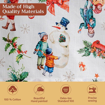 Maison d' Hermine Table Cloth Rectangle Table 100% Cotton 54 x 72 Inches Fall Tablecloth Reusable Everyday Use for Thanksgiving Christmas Decorations Dining Farmhouse Party (Chromo)