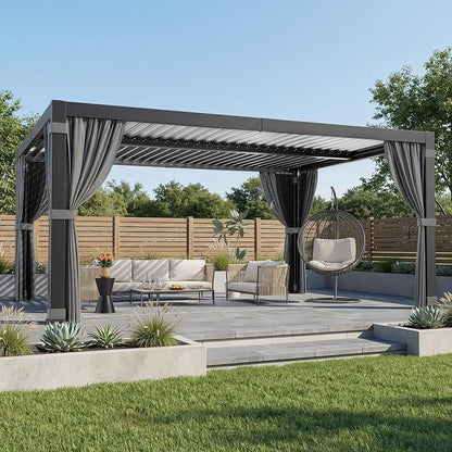 AirWire 12'x16' Louvered Pergola All-Aluminum Gazebo Dark Gray | Outdoor Pergola - Image 3