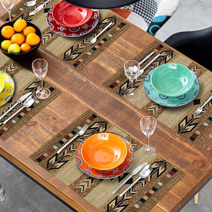 Giwawa Southwestern Placemats Rustic Tribal Geometric Decorative Table Mat Antique Native American Heat Resistant Non-Slip Place Mats 12x18Inch Set of 4 for Dining Kitchen Party Holiday Decor