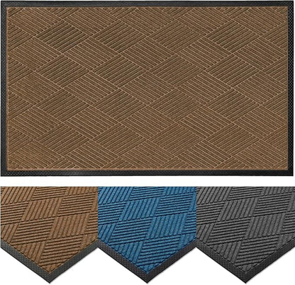 Ecomills Deluxe Diamond Entrance Door Mat, Medium Heavy Duty Absorbent Rubber Rug, Brown, 2’ X 3’ feet