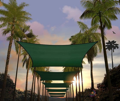 Amgo Custom Size 17' x 21' Green Rectangle Square Sun Shade Sail UPF50+ by Amgo