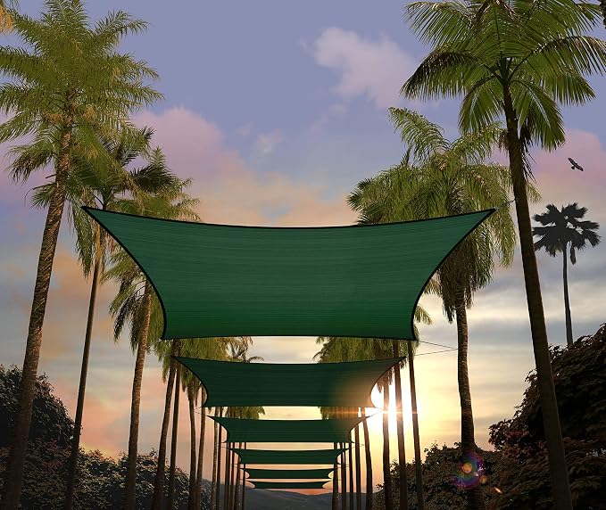 Amgo Custom Size 22' x 24' Green Rectangle Square Sun Shade Sail UPF50+ by Amgo