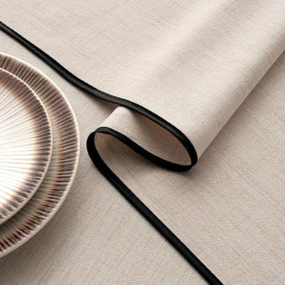 MIULEE Ivory-Black Linen Polyester Tablecloth 60x104 Inch Spring Rectangle Table Cloth Waterproof,Stain Resistant & Wrinkle Resistant for Dining Party Wedding