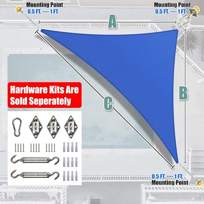 Amgo Custom Size 22' x 22' x 31.1' Blue Right Triangle Sun Shade Sail UPF50+ - Image 6