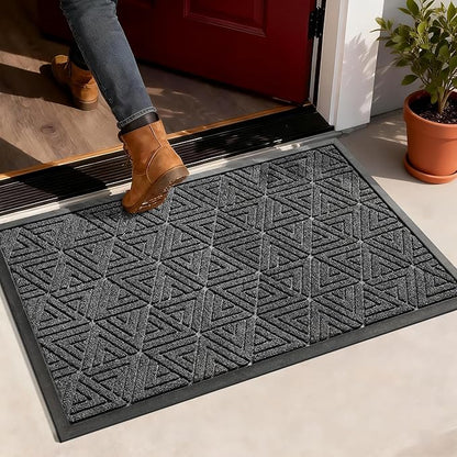 Yimobra Large Door Mat 36x24, All-Weather Waterproof Non-Slip Welcome Matt Outdoor, Heavy Duty Non Slip Doormat for Entryway for Patio and Garage Indoor, Easy Clean, Mix Grey