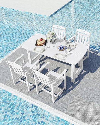 Ciokea HDPE Outdoor Dining Set, 5-Piece Patio Table and Chairs Set with Umbrella Hole, All-Weather Patio Dining Sets for 4, Durable Patio Furniture for Backyard, Garden, Lawn & Poolside, White