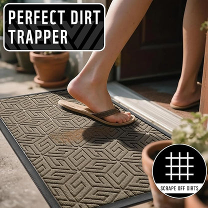 Yimobra Extra Large Door Mat 60x36, All-Weather Waterproof Outdoor Mats for Front Door, Non Slip Rubber Doormat for Patio Proch Outside Entryway Indoor, Pale Khaki