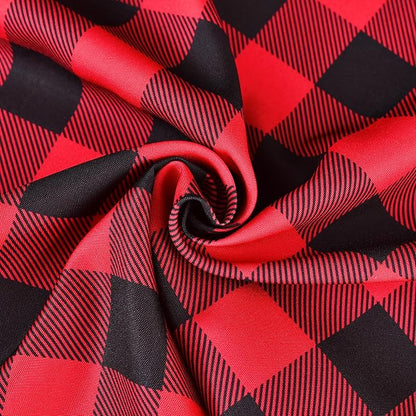 Red Waterproof Plaid Christmas Tablecloth Fabric - Square 58x58 Inch Classic Gingham Checker Holiday Table Cloth for Indoor Use - Xmas Table Cover for Picnics, BBQs, and Parties