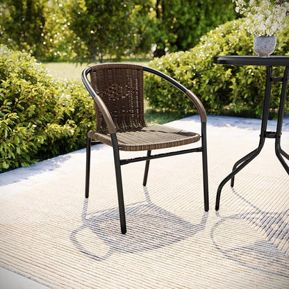 Flash Furniture Lila Medium Brown Rattan Indoor-Outdoor Restaurant Stack Chair - Image 2