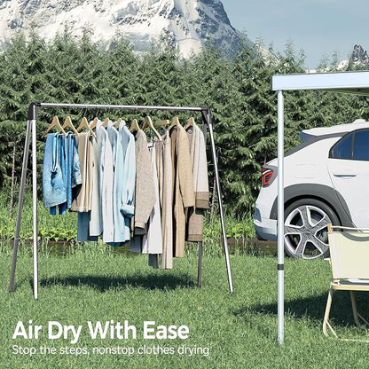 TOOLF Clothes Drying Rack Foldable, Laundry Drying Rack Stainless Steel, Portable Clothes Rack, Drying Rack for Clothing, Indoor Outdoor, Free-Standing, Large Capacity