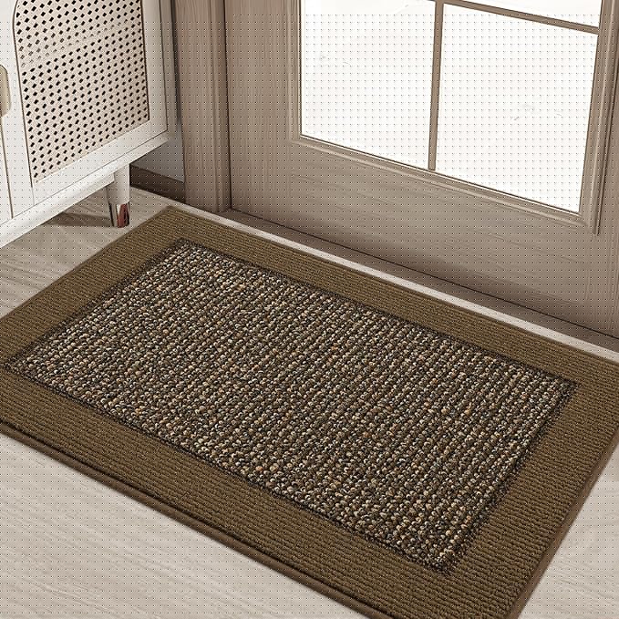 BEQHAUSE Indoor Door Mat 20" x 32", Dirt Trapper Door Mats Non-Slip Entryway Rugs Washable, Resist Dirt Absorbent Welcome Mat, Low Profile Floor Mats for Front Back Door and Entryway, Brown