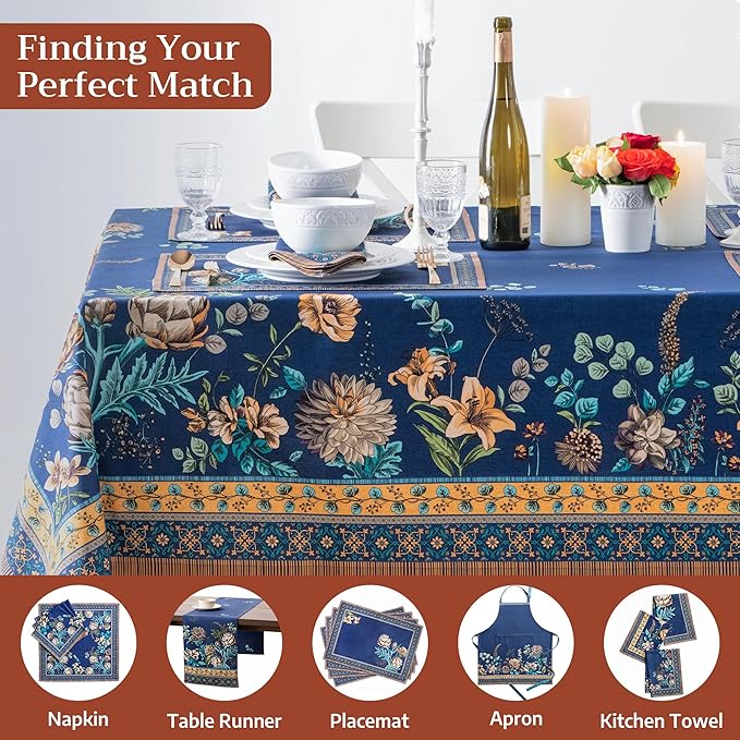Maison d' Hermine Premium Table Cloth Rectangle Table 100% Combed Cotton 108 x 70 Inches Tablecloth Reusable Decorative for Dining Room, Farmhouse, Home, Party, Festive & Wedding - Artichoke