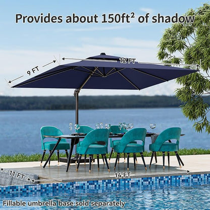 9x12FT Navy Blue Cantilever Outdoor Patio Umbrella - Image 6