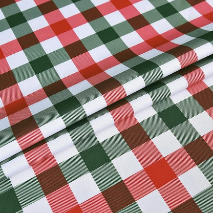 Red Waterproof Plaid Christmas Tablecloth Fabric - Square 58x58 Inch Classic Gingham Checker Holiday Table Cloth for Indoor Use - Xmas Table Cover for Picnics, BBQs, and Parties