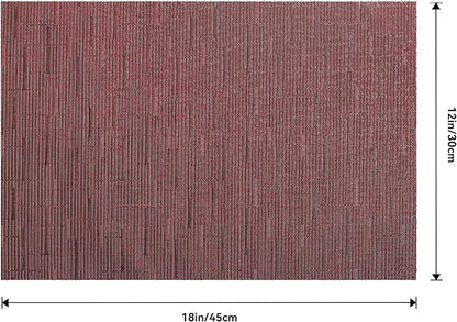 Leetaltree Burgundy Placemats Set of 8 - Heat Resistant Non-Slip Place mats for Dining Table, Washable Durable PVC Vinyl Woven Table Mats（Burgundy, 8）