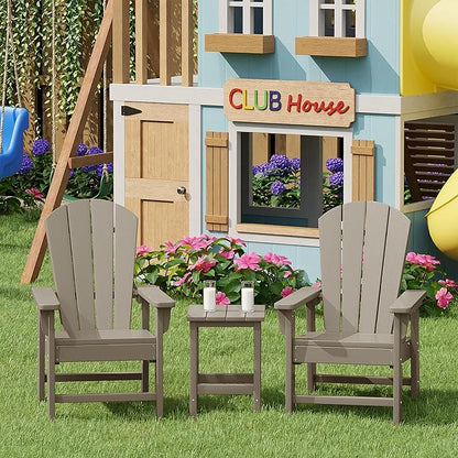 Costaelm Kids Outdoor Side Table, Small Patio HDPE Adirondack Square Table, Porch End Table for Outside Pool Garden, Weathered Wood