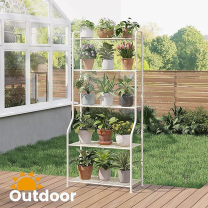 5-Tier Corner Plant Stand, Metal Black Flower Pot Rack, Indoor Outdoor Heavy - Image 6