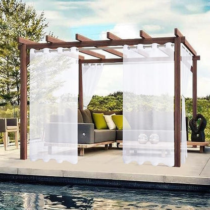 BONZER White Outdoor Sheer Curtains - Image 2