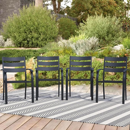 Patio Dining Chairs Set of 4, Metal Patio Furniture Set by Home