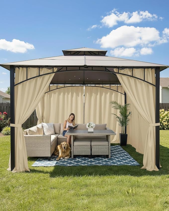 Outdoor Curtains for Patio Waterproof Rod Pocket 6 Pcs 54x108 Inch Cream | - Image 2