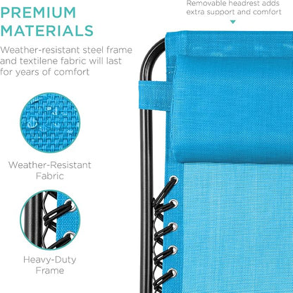 Best Choice Products Set of 2 Adjustable Steel Mesh Zero Gravity Lounge Chair - Image 7