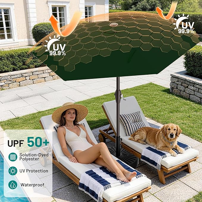 7.5FT Patio Umbrella Table Market Umbrella w/Tilt and Crank, Heavy-Duty Outdoor - Image 5
