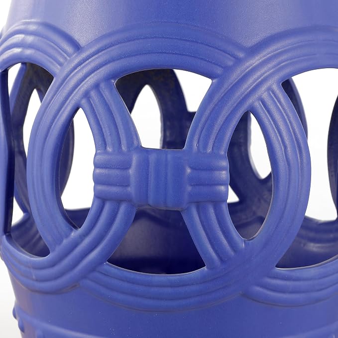 JONATHAN Y Lucky Coins 16" Ceramic Garden Stool Side Table, Matte Blue | - Image 6