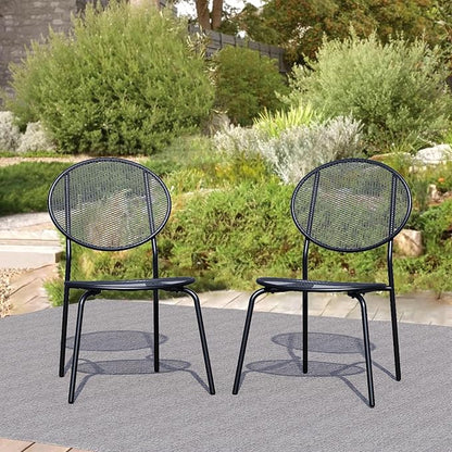 Patio Dining Chairs Set of 2, Metal Mesh Patio Furniture Set by Home