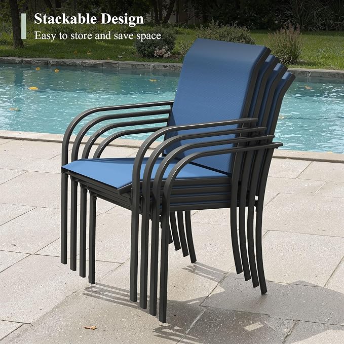 Outdoor Chairs Set of 8, Stackable Patio Dining Chairs - Image 5