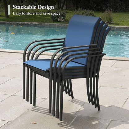Outdoor Chairs Set of 8, Stackable Patio Dining Chairs - Image 5