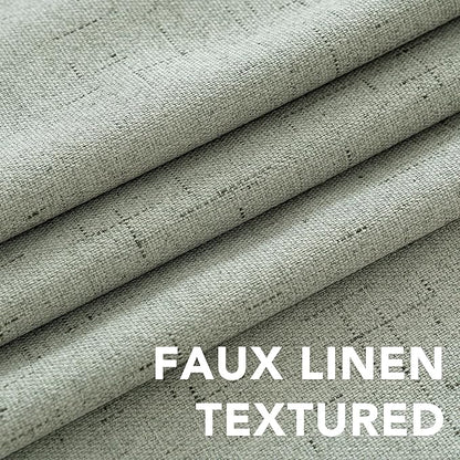 H.VERSAILTEX Bedroom Curtains Blackout, Sage Green Linen Blackout Curtains 84 - Image 4