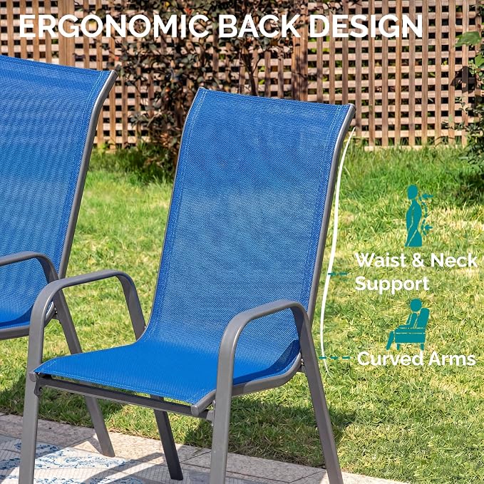 MAMIZO Patio Dining Chairs, Stackable Textilene Chair Set of 4, - Image 7
