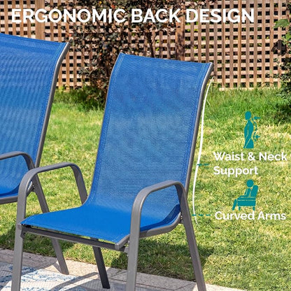 MAMIZO Patio Dining Chairs, Stackable Textilene Chair Set of 6, - Image 7