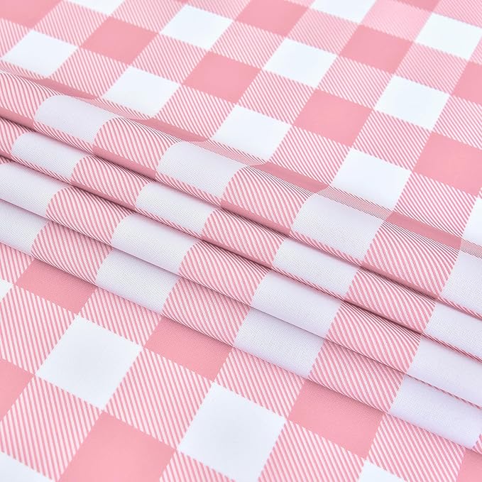 Waterproof Plaid Tablecloth Fabric - Round 108 Inch Classic Gingham Checker Table Cloth for Indoor/Outdoor Use - Buffalo Table Cover for Picnics, BBQs, and Parties