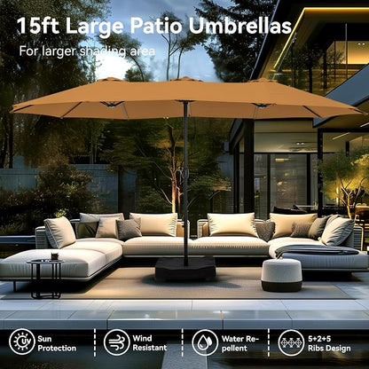 PHI VILLA 15ft Large Outdoor Patio Umbrella - Image 7