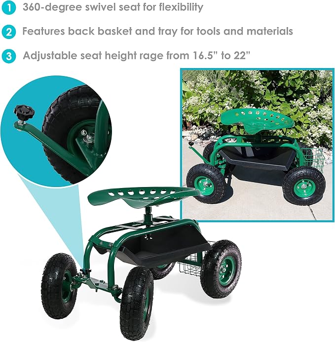 Sunnydaze Rolling Garden Cart - Image 3