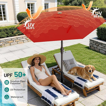 7.5FT Patio Umbrella Table Market Umbrella w/Tilt and Crank Heavy-Duty Round - Image 7