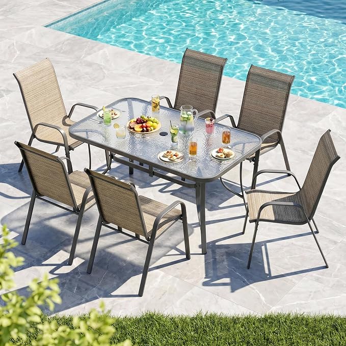 MAMIZO Patio Dining Chairs, Stackable Textilene Chair Set of 6, - Image 9
