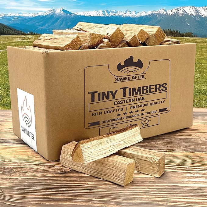 The Tiny Timbers USDA Grade Kiln Dried Hardwood for Table Top Fire Pit and Pizza Oven | Compatible with Solo Stove Mesa & Mesa XL | 5" Splits | USA Sourced | 6 lb. | 400+ cu. in. | Eastern Oak