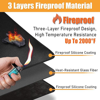 Grill Mats for Outdoor Grill - Fireproof BBQ Mats for Charcoal, Gas Grills to Protect Patio and Deck, Oil-proof and Water-proof Accessories Compatible with Blackstone, Weber, Royal Gourmet, 60 x 42 in